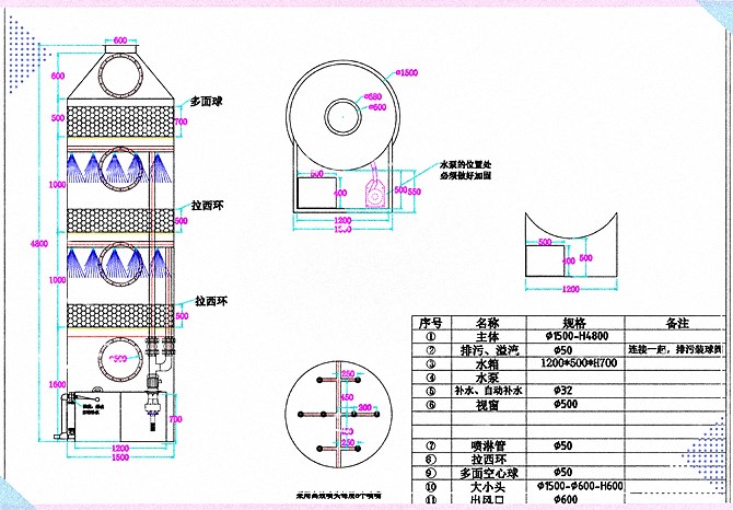 水洗噴淋凈化塔設(shè)備結(jié)構(gòu)圖